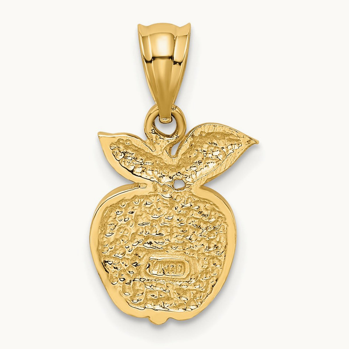 Polished Red Enameled Apple Pendant, 14K