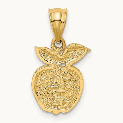 Polished Red Enameled Apple Pendant, 14K
