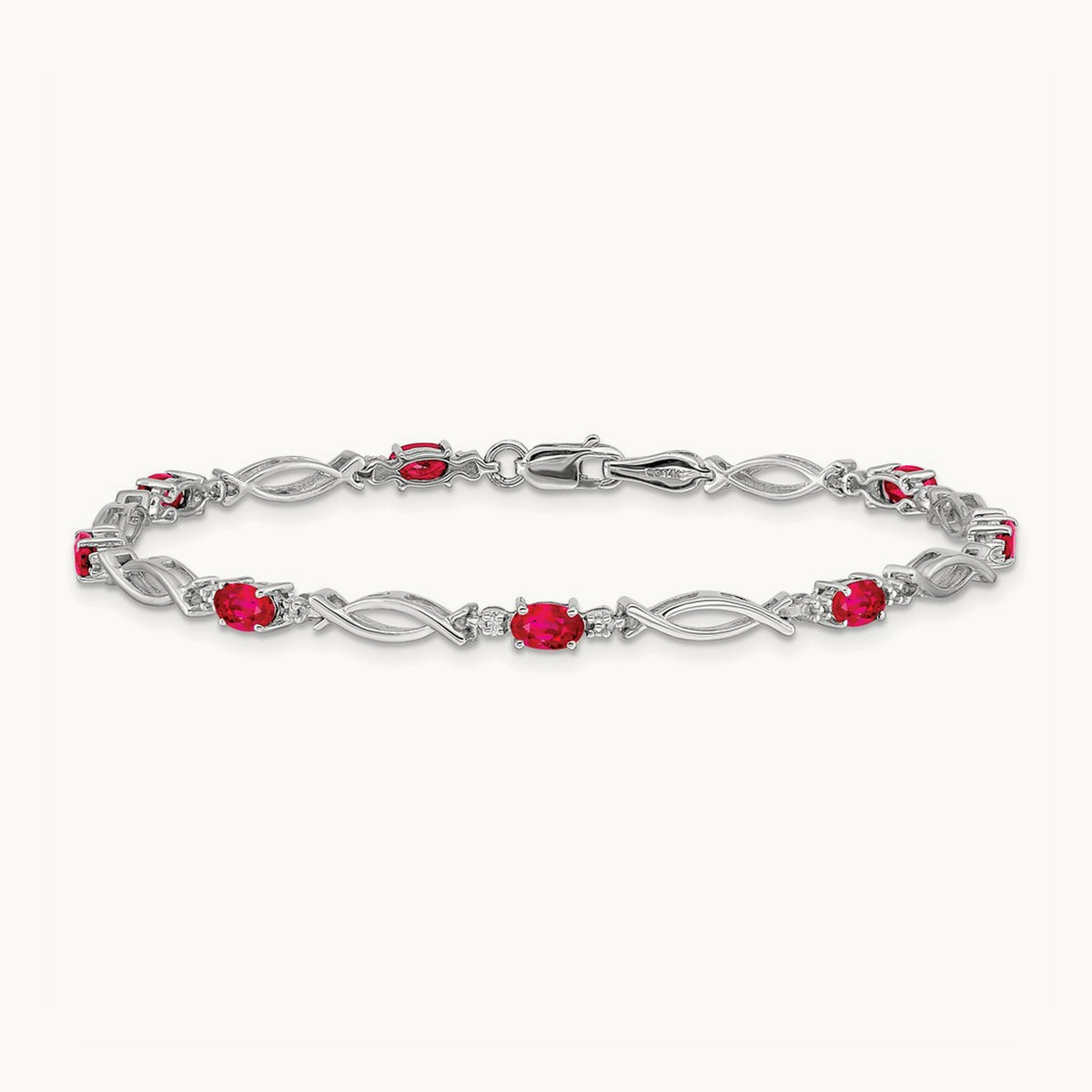 Diamond and Ruby Bracelet, 14K White Gold