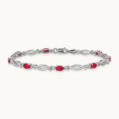 Diamond and Ruby Bracelet, 14K White Gold