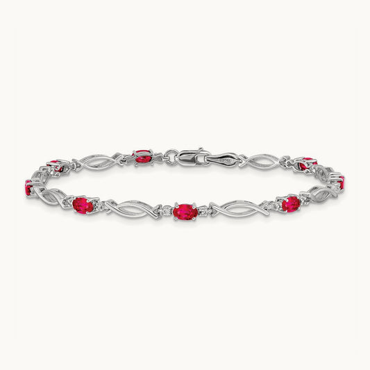 Diamond and Ruby Bracelet, 14K White Gold