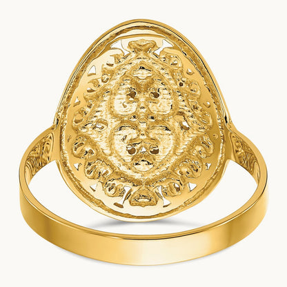 w/Rhodium Oval Shield and Hearts Ring, 14K
