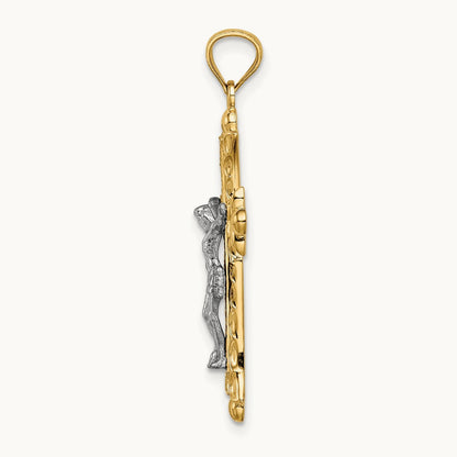 Florentine Crucifix, 14K Two-tone
