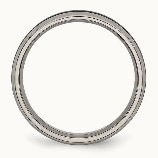 Polished w/Black Carbon Fiber Inlay Band, 6mm, Titanium