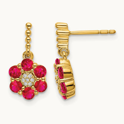 Ruby and Diamond Earrings, 14K