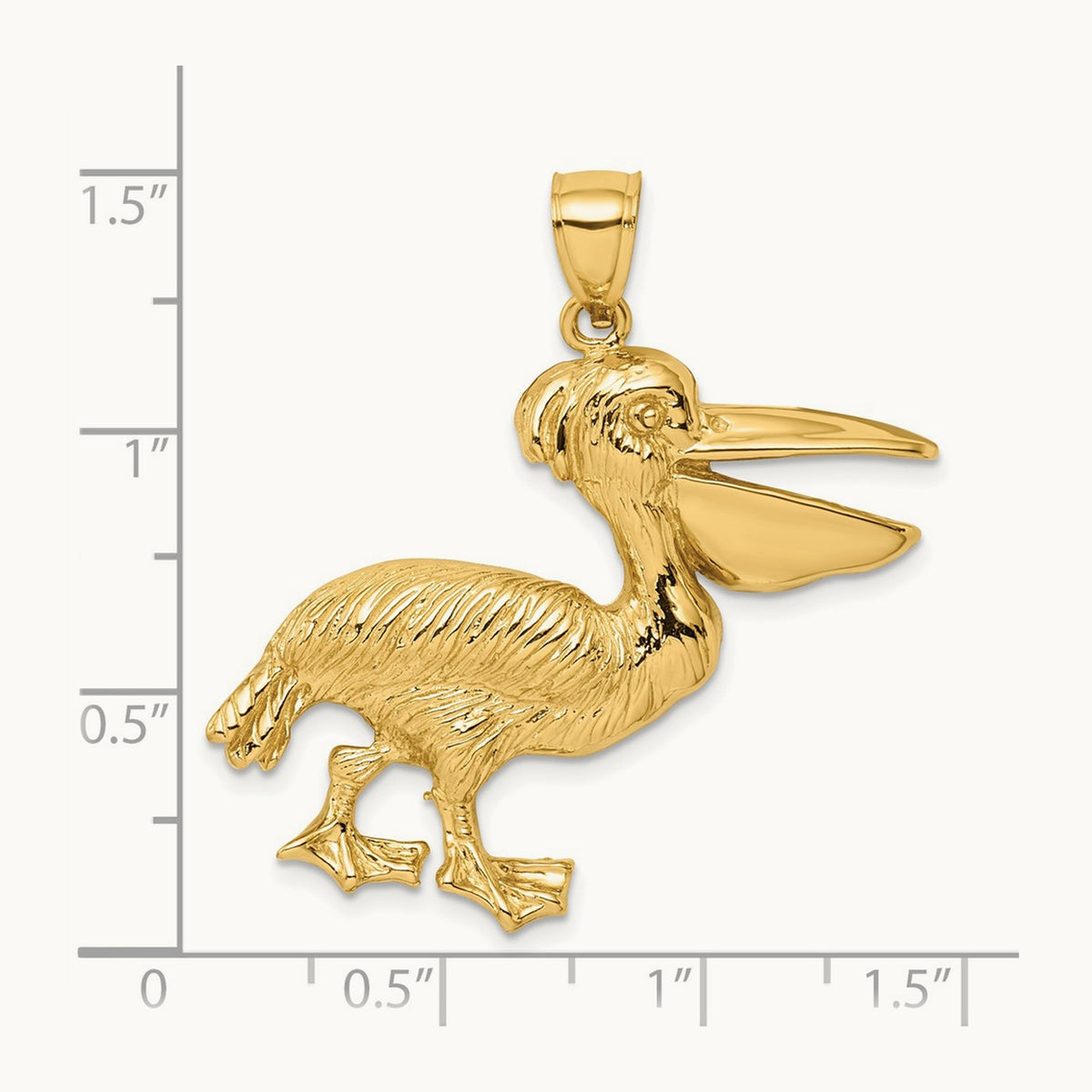 Textured Pelican Charm, 14K