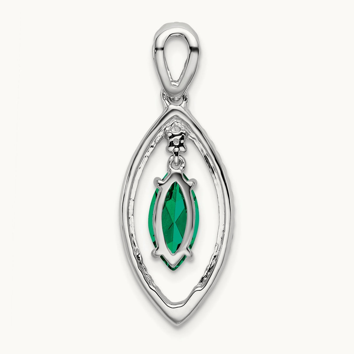 Created Emerald Chain Slide, 0.25 ct tw Lab-Grown Diamond