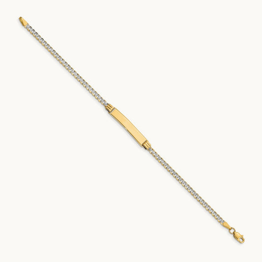 Pavé Curb ID Bracelet, 14K with Rhodium