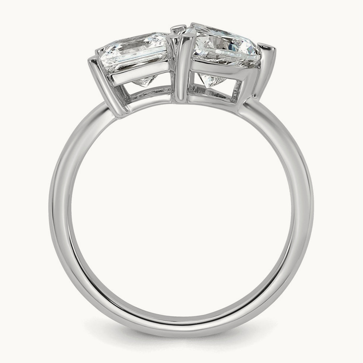 Princess & Heart 2 Stone Engagement Ring, 2.00 ct tw Lab-Grown Diamond — 14K White Gold