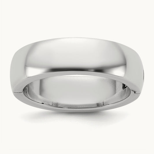 CLIQ Hinged Half Round Wedding Band, 6mm, 14K White Gold