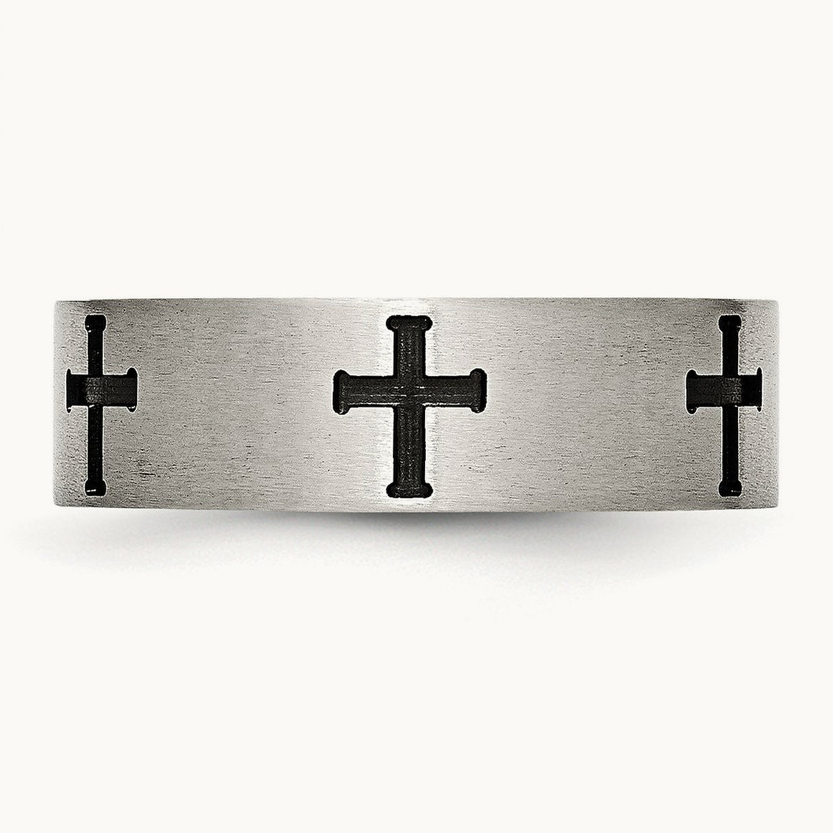 Brushed/Polished Black IP-plated Crosses Band — photo set