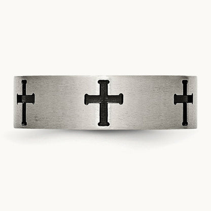 Brushed/Polished Black IP-plated Crosses Band — photo set