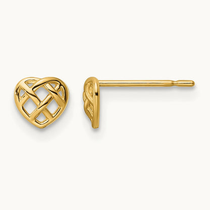 Heart Post Earrings, 14K