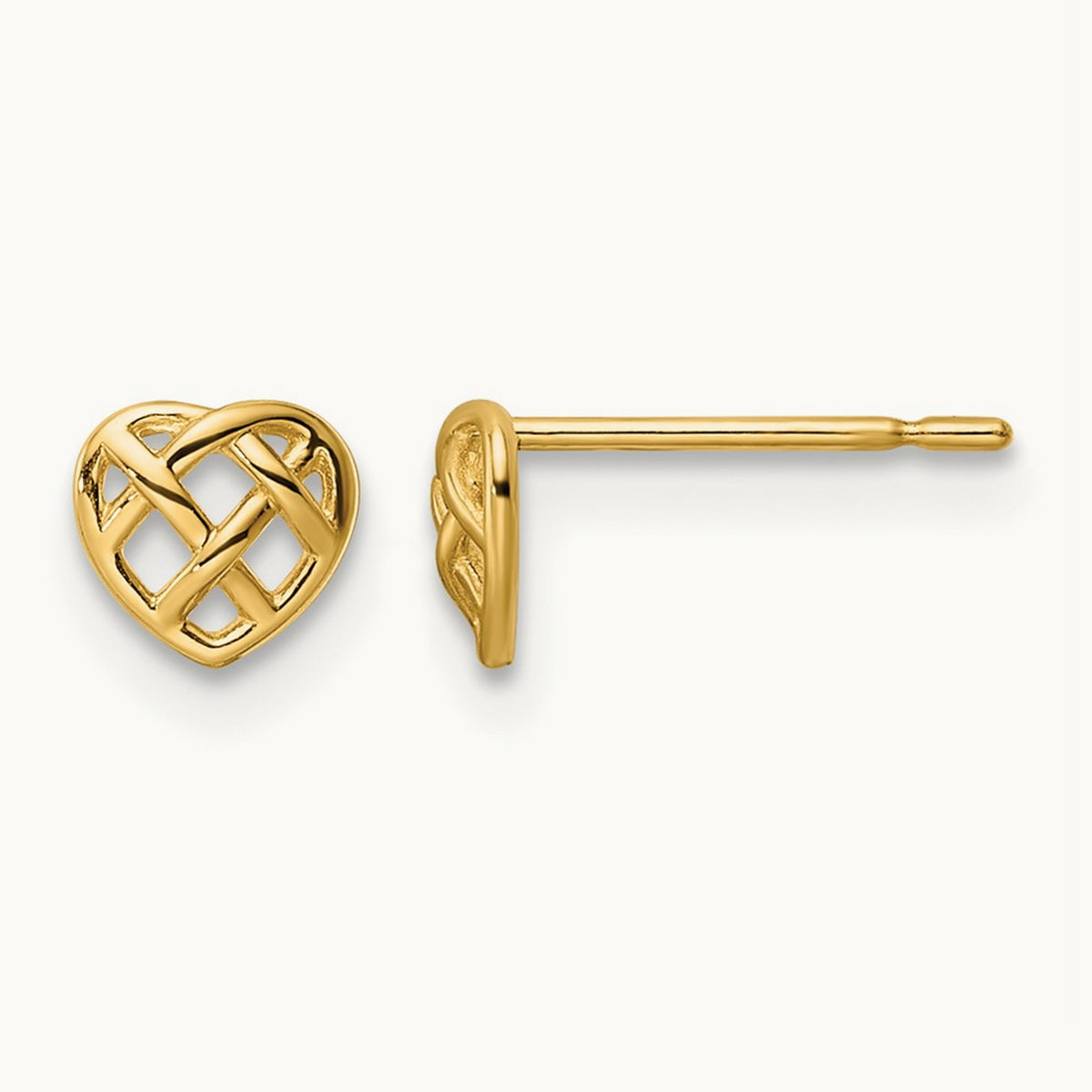 Heart Post Earrings, 14K