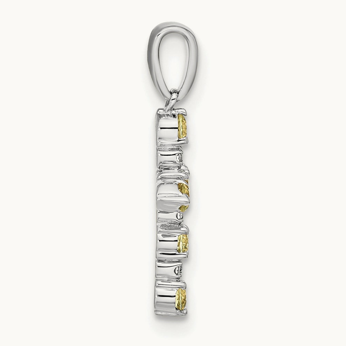 Peridot and Diamond Cross Pendant, 14K White Gold