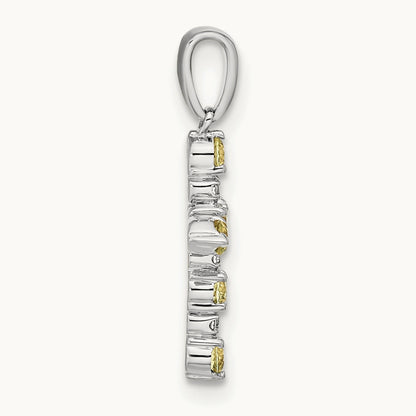 Peridot and Diamond Cross Pendant, 14K White Gold