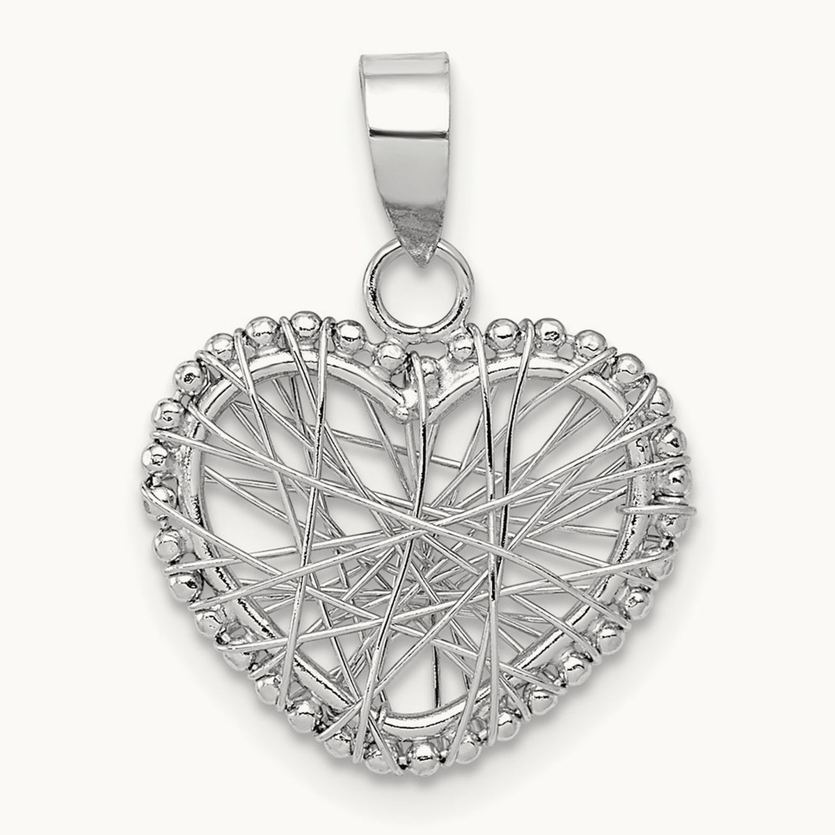 Open Wire Heart Pendant, 14K White Gold