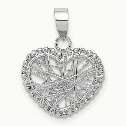 Open Wire Heart Pendant, 14K White Gold