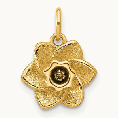 Polished Daffodil Flower Pendant, 14K