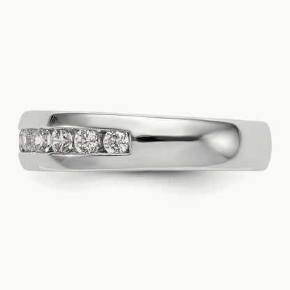 11-Stone Diamond Channel Band, 14K White Gold