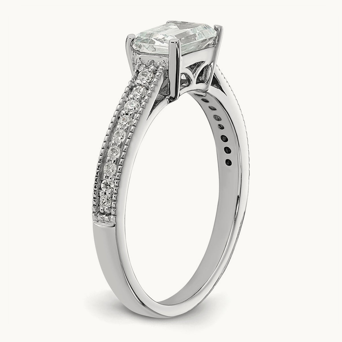 East West Emerald Semi-Mount Engagement Ring — 1 ct, 7