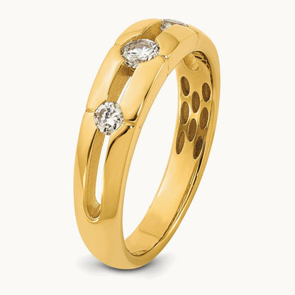 Setting: IB Goodman Men's Polished 3-Stone Diamond Ring Mounting, 14K Gold — 14K Yellow Gold