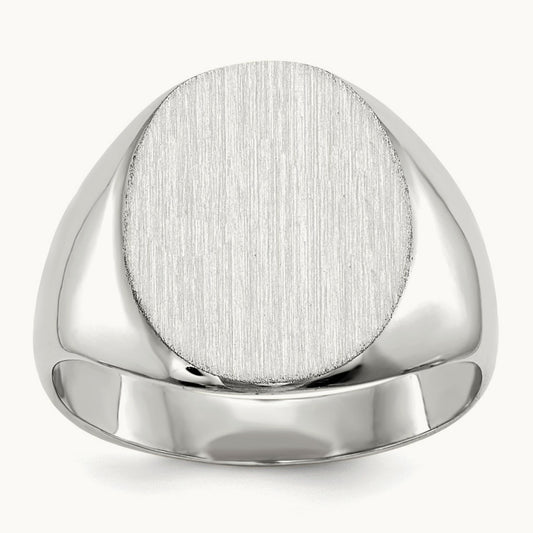 12.5x13. Closed Back Signet Ring, 5mm, 14K White Gold
