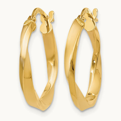 Polished Twisted Hoop Earrings, 14K — Leslie's