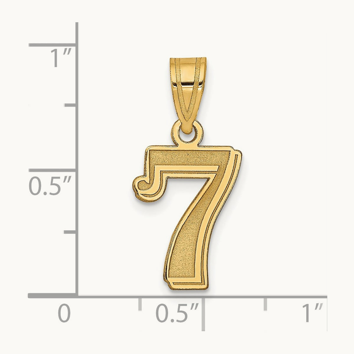 Polished Etched Number 7 Pendant, 14K