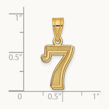 Polished Etched Number 7 Pendant, 14K