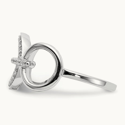 Diamond Fancy Circles Ring, 14K White Gold