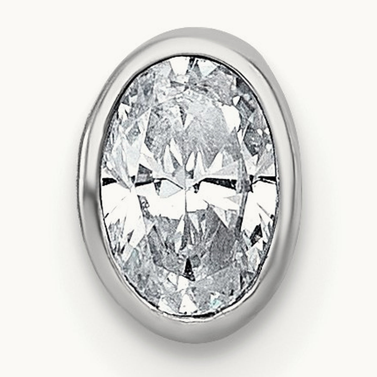 Oval Bezel Set Chain Slide Pendant, 0.25-3.00 ct tw Lab-Grown Diamond — 1/3 ct, VS (Best), 14K White Gold