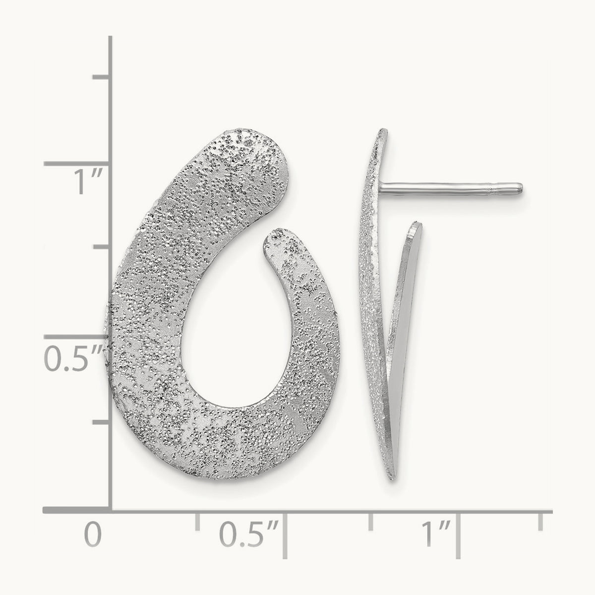 SS RH-plated Radiant Essence Textured Teardrop Post Earrings — Leslie's