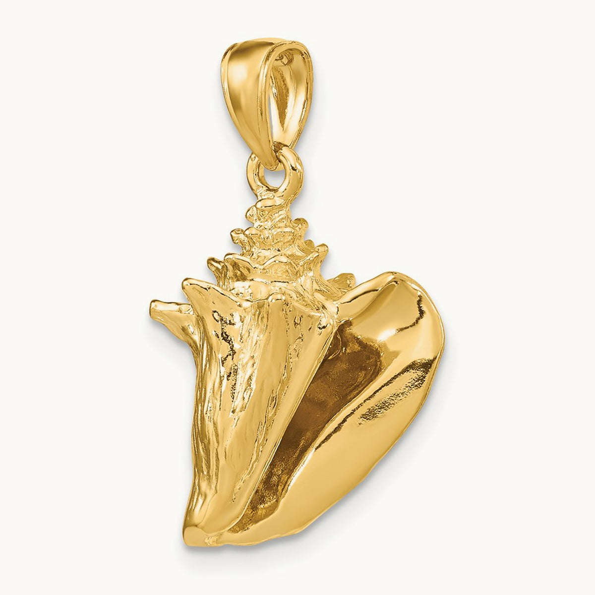 3-D Conch Shell Charm — 14K Yellow Gold, 26mm