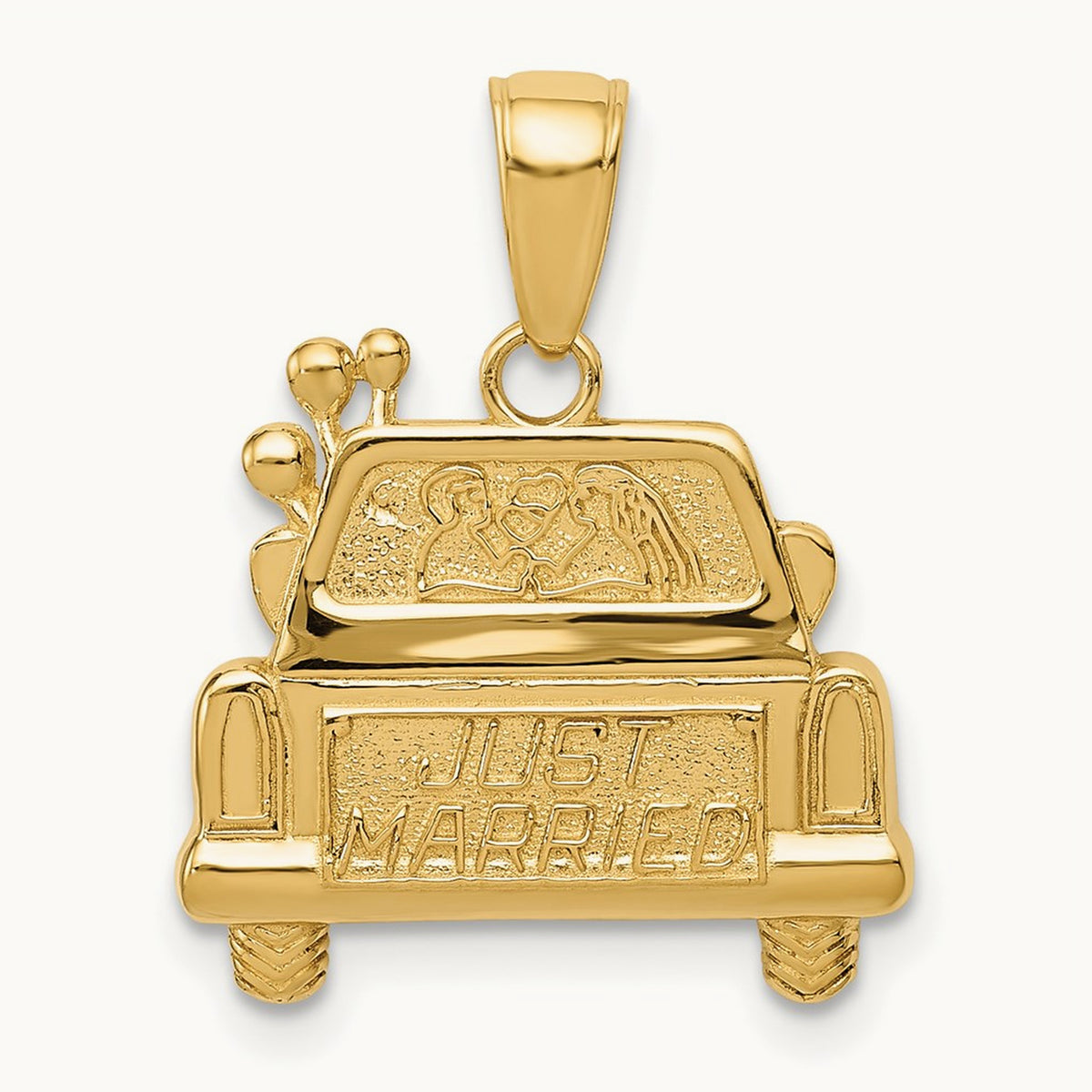 Polished and Textured Just Married Pendant, 14K