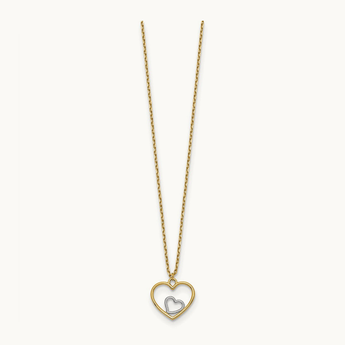 w/Rhodium Heart in Heart Necklace, 14K