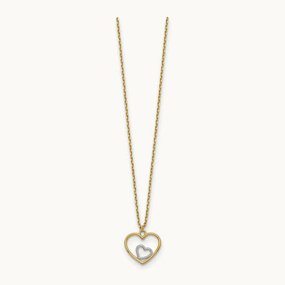 w/Rhodium Heart in Heart Necklace, 14K