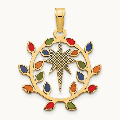 Epoxy Christmas Lights and North Star Pendant, 14K