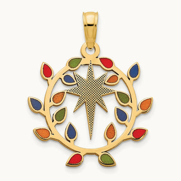 Epoxy Christmas Lights and North Star Pendant, 14K