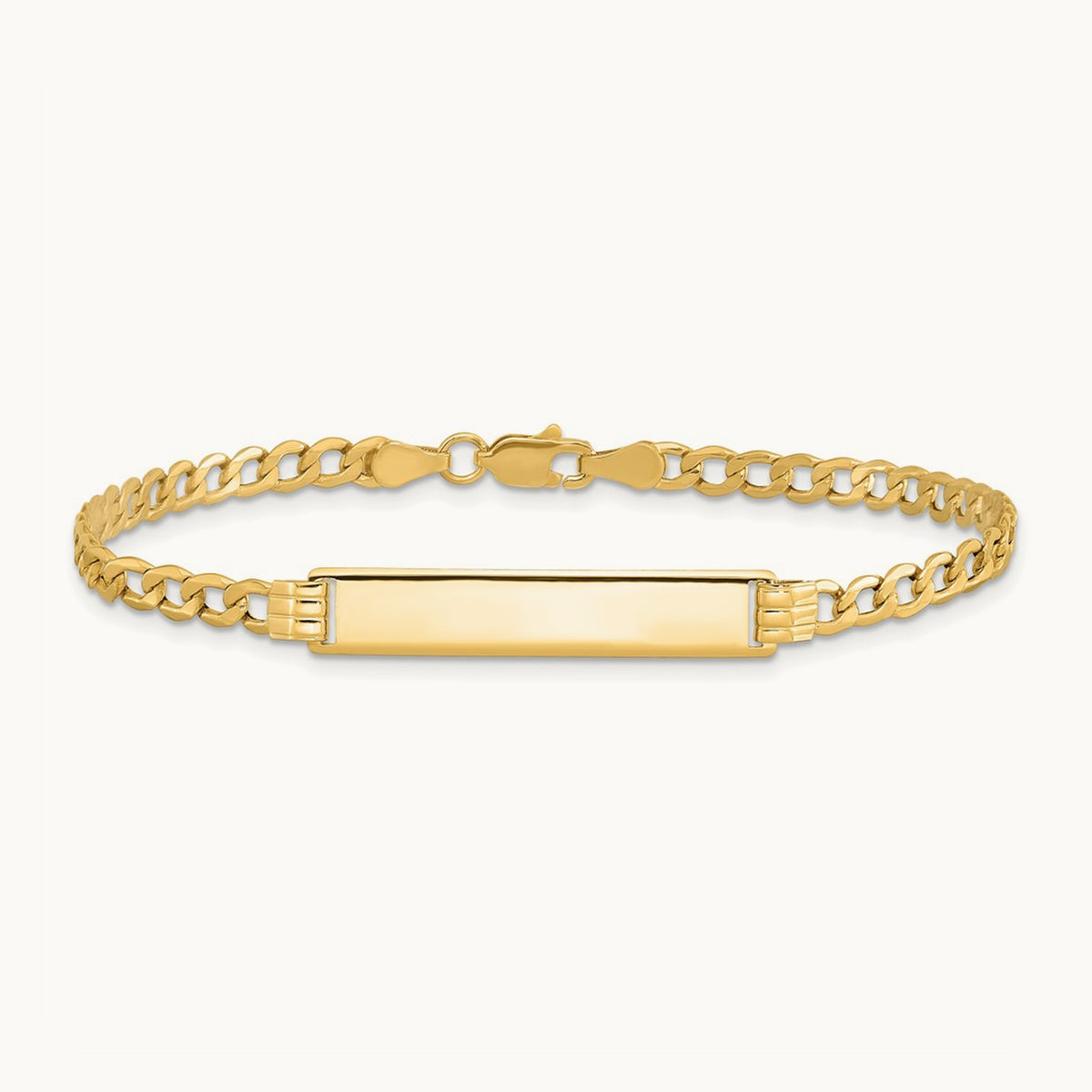 Semi-Solid Polished Cuban ID Bracelet, 14K