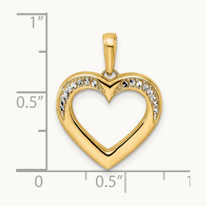 Diamond-cut Fancy Heart Pendant, 14K with White Rhodium