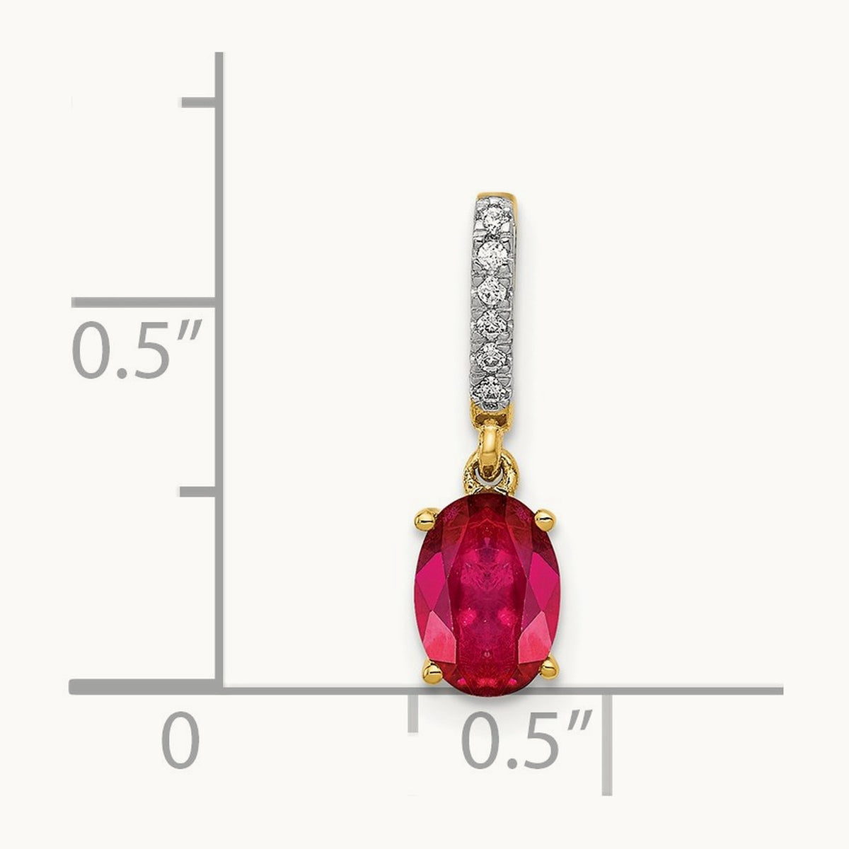 Diamond and .91 Oval Ruby Pendant, 14K