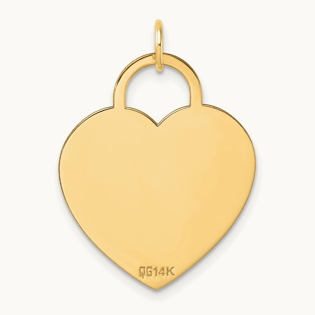 Polished Heart Shaped Disc Pendant, 14K