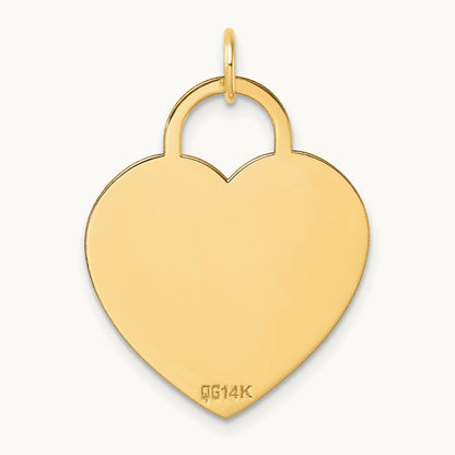 Polished Heart Shaped Disc Pendant, 14K