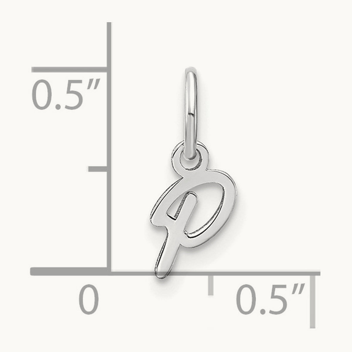 Upper case Initial Charm — 14K White Gold, P
