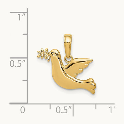 Polished Dove Charm, 14K