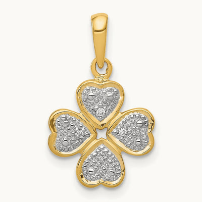 .02ct.Diamond Four Leaf Clover Pendant, 14K