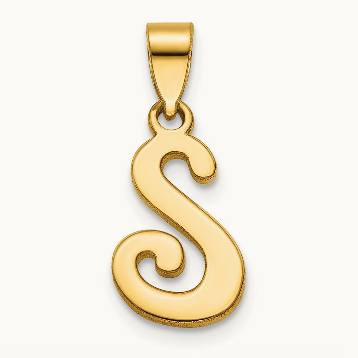 Script Letter S Initial Pendant, 14K Yellow Gold
