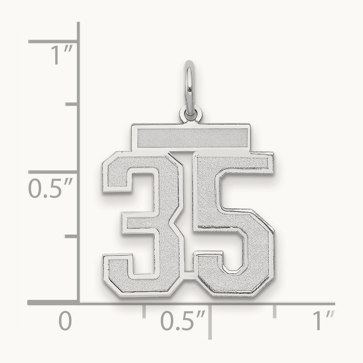 Medium Satin Number 35 Charm, 14K White Gold