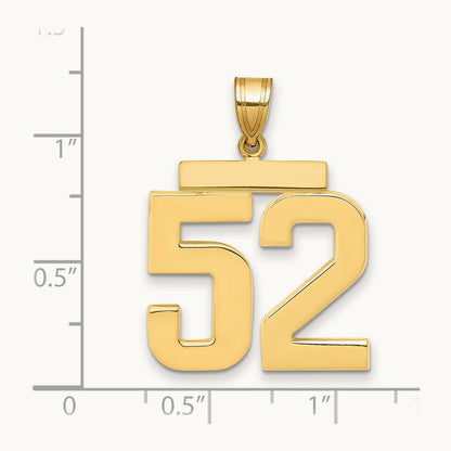 Large Polished Number 52 Charm, 14K